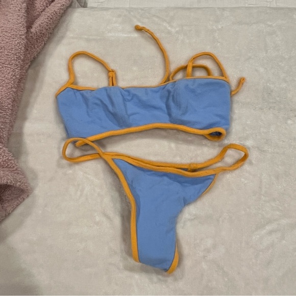 SELLING BOTH TOGETHER: Frankies Bikinis Harmony Terry Bralette Bikini - Bluebird - Picture 3 of 5
